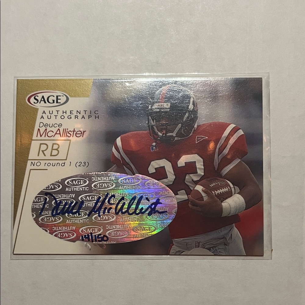 Deuce Mcallister Sage Authentic Autograph 14/150 Card Ole Miss